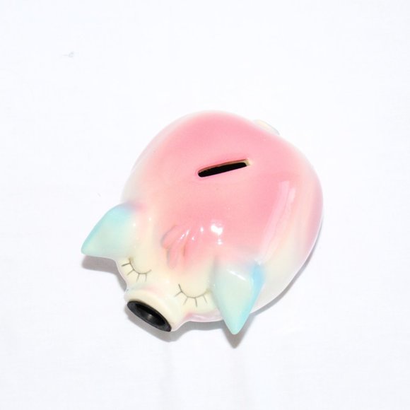 Vintage 1957 Hull Pottery Corky Pig Pink/Blue Piggy Bank - Picture 2 of 9